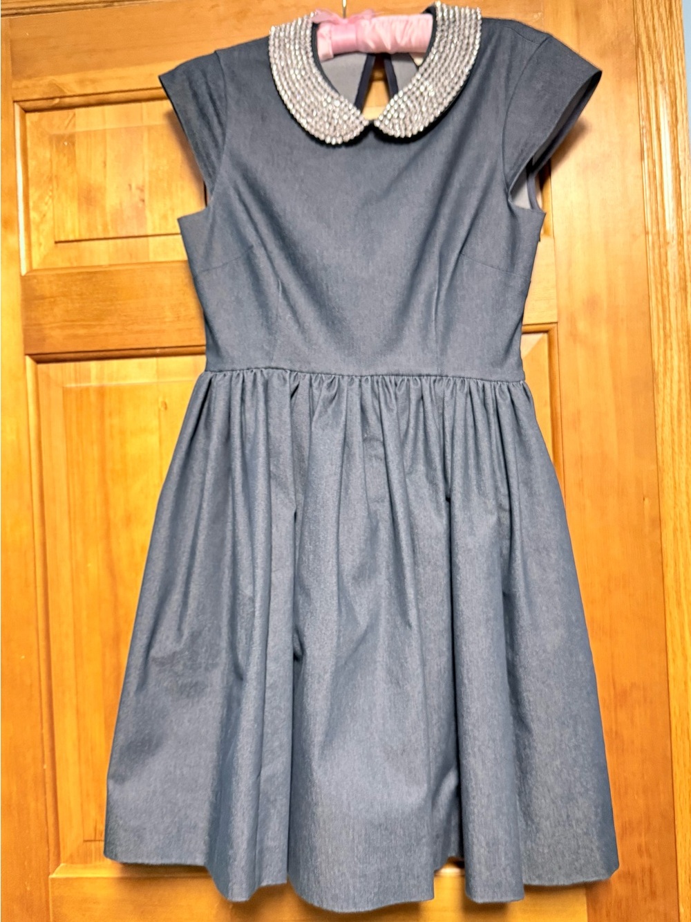 Kate Spade navy blue Kimberly rhinestone Peter Pan collar Dress size 6 - Picture 2 of 10